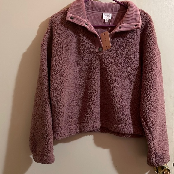 cozie by pink rose Jackets & Blazers - Cozie by Pink Rose Girls (L) Fleece Pullover Toffee Rose Brand New with tags